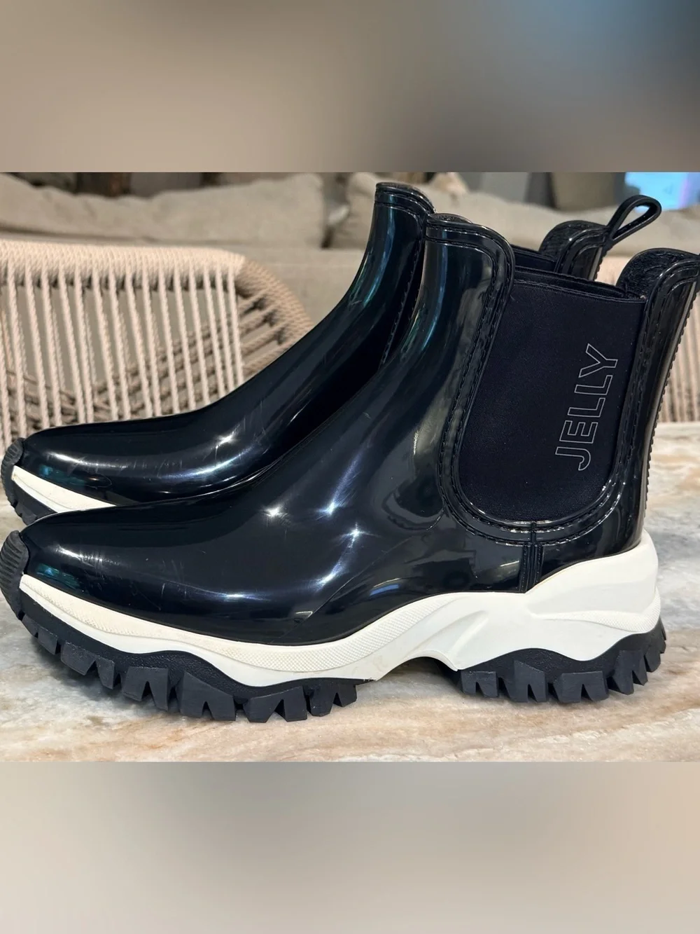 Women’s LEMON JELLY Jayden black vegan ankle rain boots- Size 41